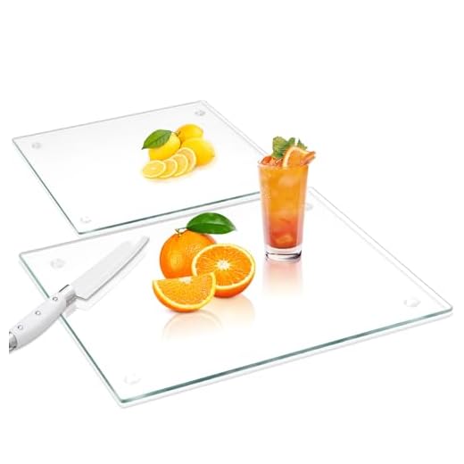 VASUHOME Tempered Glass Cutting Board for Kitchen - 2 Pack of Clear Glass 16x12 and 8x12 Inch, Scratch Resistant, Heat Resistant, Easy to Clean, Antibacterial - Long-Lasting and Durable - 4mm Thick