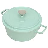 TOPINCN Pot de Esmalte, Manijas de Aleación de Aluminio Cerámica 2, Olla de Cazuela Versátil de Gran Capacidad, Sartén Anti -Stick para Leche, Estofado, Gachas, Olla de Inducción (Verde Claro)
