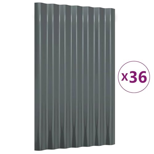 Roof Panels 36 pcs Powder-Coated Steel Anthracite 23.6\"x14.2\", Hardware, Building Materials, Roofing, Roofing Shingles & Tiles, 319131