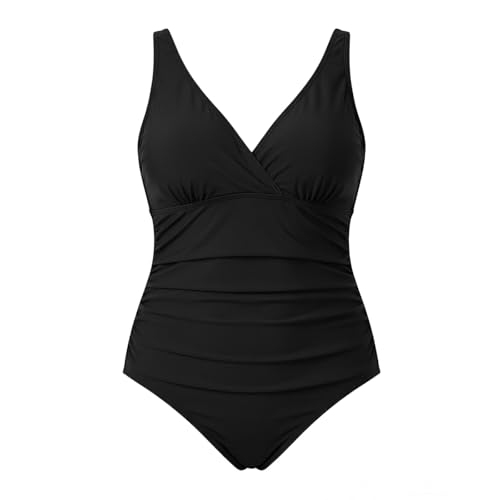 Maillot de bain 1 pièce grande taille col V haut de gamme au design dos nu épuré