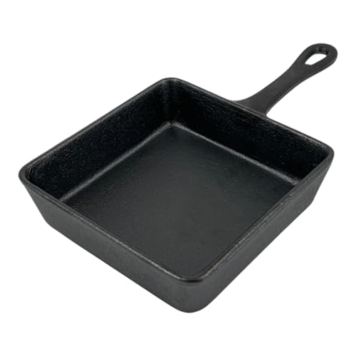 Chabrias Ltd 5/13cm Square Pre-Seasoned Cast Iron Skillet Frying Pans Non Stick Cookware for Indoor & Outdoor Use – Works on Grill, Oven, Stovetop & Induction