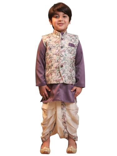 Image of AJ DEZINES Kids Ethnic Wear Kurta Waistcoat and Dhoti Pant for Boys