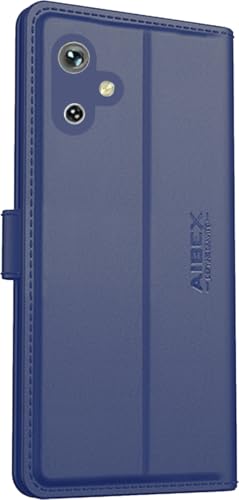 Image of AIBEX Compatible for Samsung F06 5G / Samsung M06 5G Flip Cover Leather Finish with Magnatic Closure | Inside TPU with Card Pockets | Wallet Stand | Complete Protection Flip Case -Blue