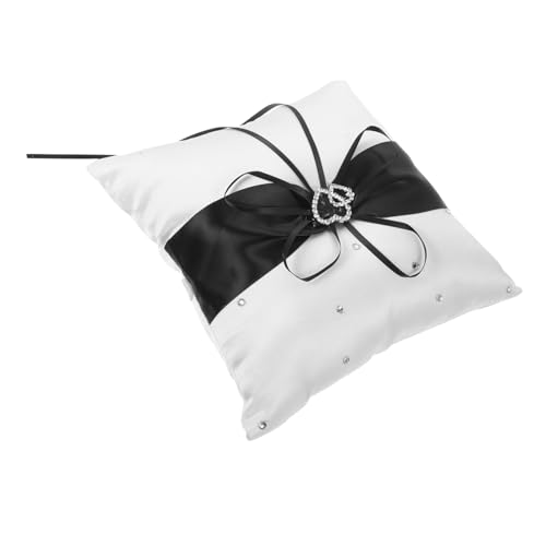 Ciieeo Bride Lace Ring Pillow Rhinestone Wedding Ring Pillow Bearer for Wedding Decor 20x20cm