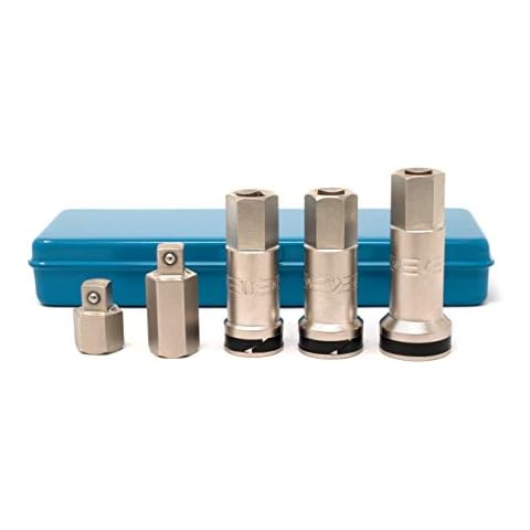 Thin Wall Spark Plug Socket Set Made in Japan 6-Piece, 16mm(5/8"), 18mm, 21mm(13/16"), Short & Long Extension, 3/8" Drive/17mm Shaft Metal Case Compatible with Honda Metro Triumph Porsche Volkswagen Cover