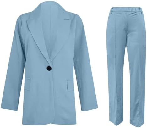 Womens 2 Piece Suit Set Plus Size Business Casual Blazer Wide Leg...