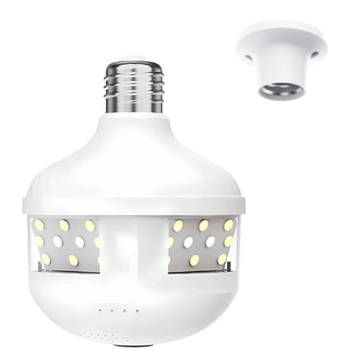 Fegtrtyoa Caméra de Sécurité Professionnelle Wi-FI 4 MP avec Ampoule E27, Vision Nocturne Couleur, Audio Bidirectionnel, Suivi Automatique, Objectif Fisheye Wi-FI