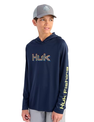 HUK Boys' Pursuit Long Sleeve Graphic Hoodie, Lightweight, UPF Sun Protection, Quick-Drying Fishing Shirt