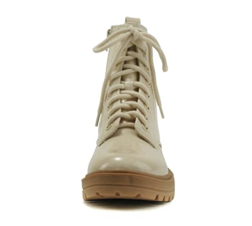 Image of Soda FIRM - Lug Sole Combat Ankle Bootie Lace up w /Side Zipper
