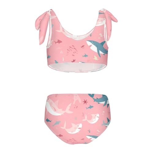 KLL Fish sea Pink Background Girls' Two Piece Bikini Sets Quick-Dry Beach Bathing Suit Bathing Suit2