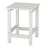 Beach Outdoor Side Table with 2 Layer Storage, Plastic Waterproof and UV Resistant HDPE Adirondack Coffee End Tables, All Weather for Patio, Backyard, Pool, Indoor Use (Square, White)