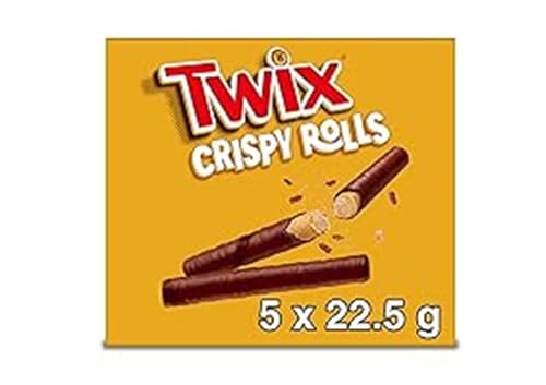 Twix Crispy Rolls Milk Chocolate Caramel and Biscuit Snack Bar Multipack 5 x 22.5g