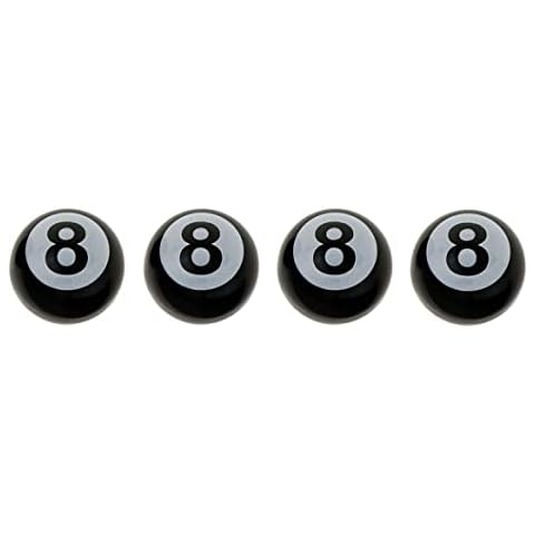 Marcraft Black 8 Ball Tyre Wheel Alloy Valve Caps Dust Caps (4 Pack) Universal for Cars, SUVs, Bicycles, Motorcycles, Trucks | Rubber Airtight Seal Plastic | Screw-On Cover