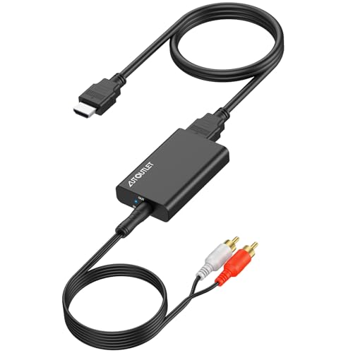 AUTOUTLET Extracteur Audio HDMI ARC, Répartiteur Audio HDMI 192 KHz, Sortie Audio Stéréo 3,5 Mm, Adaptateur ARC Avec Câble 1 M 3,5 Mm Vers RCA Pour Amplificateur,...