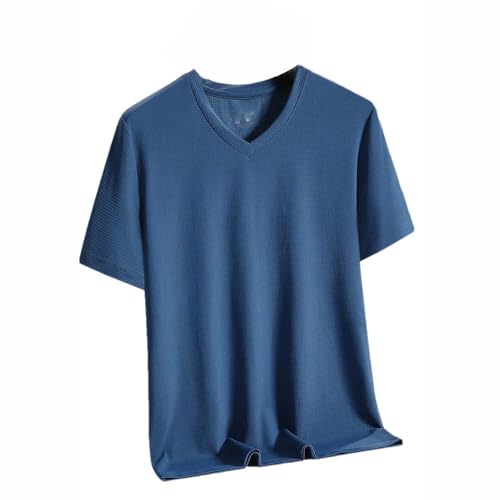T-shirt col en V homme pour un look décontracté d'été en soie glacée