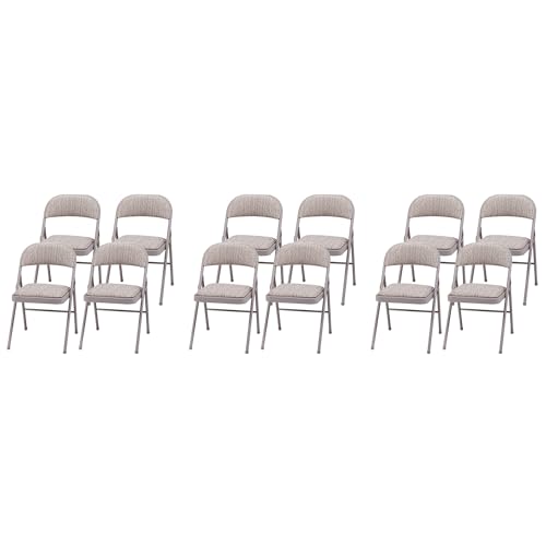 MECO Sudden Comfort Deluxe Portable Metal Fabric Padded Folding Chair for Home, Outdoor, and Office Use with Contoured Backrest, Gray (12 Pack)