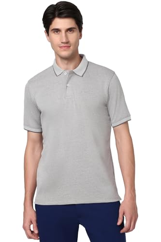 Image of Peter England Men's Premium Branded Regular Fit Half Sleeve Polo T-Shirt | Cotton Rich | Birds Eye Interlock Weave| No Pocket