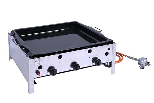 METRO Professional Gasbräter 3-Brenner, Aluminium/Edelstahl, 10.5 kW, Piezozündung, Bedienfeld, silber