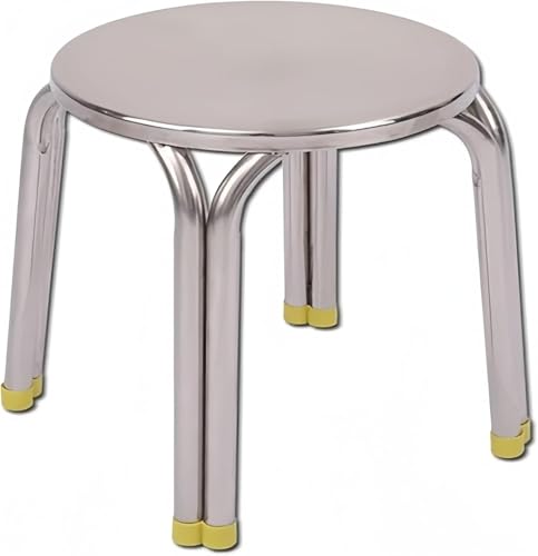 Borine ステンレススツール ベンチ 玄関 チェア ガーデンベンチ オフィスチェア エクステリアベンチ ステンレスパイプ おしゃれ 北欧 頑丈 耐久性 防錆 丸い 完成品 背もたれなし スタッキング可能 アウトドア ショールーム 家庭用 屋外 (座高さ