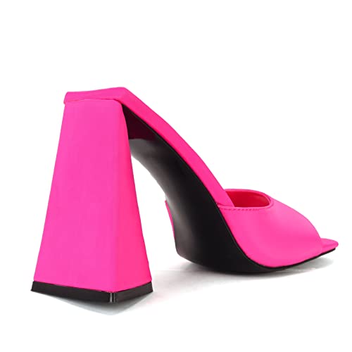 Keleimusi KE2205-PINK-40 Satin Flared Block Heeled Mules thumb #3