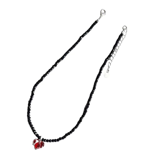 Zwarte kristallen kralen ketting met hart hanger verstelbare lengte choker stijlvolle halsketting voor modieuze vrouwen