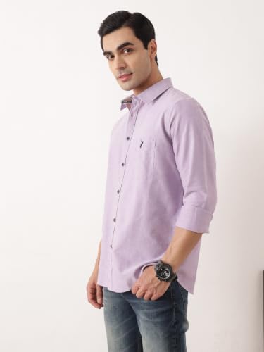 Image of Thomas Scott Men Premium Slim Fit Solid Cotton Twill Full Sleeve Shirt