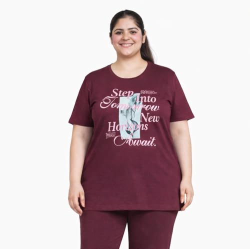 Image of In Love Women's Plus Size Longline T-Shirt with Side Pocket, 3 /4 Sleeve, Crew Neck