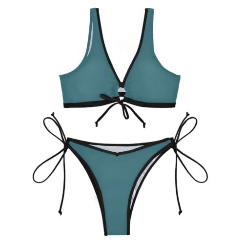 Bikini de hilo turquesa que realza la silueta sin opresión 4