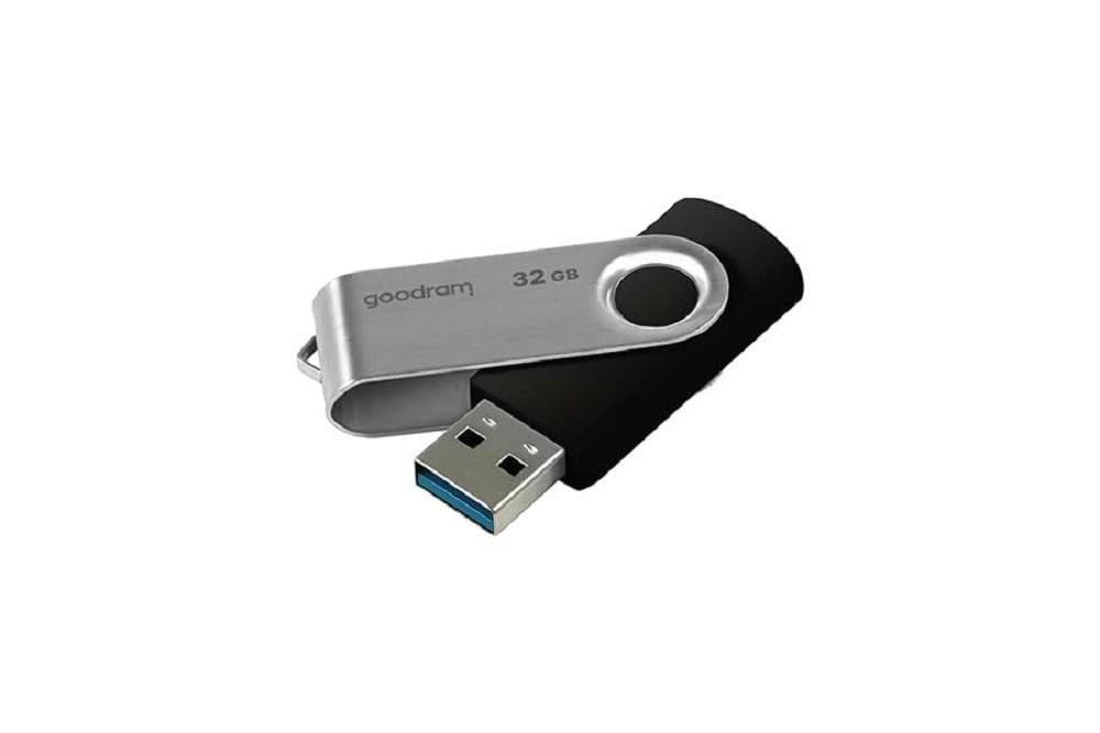 Goodram - Pamięć Flash USB UTS2, Pendrive USB 2.0, 32 GB - Prędkość Odczytu do 20 MB/s - Prędkość Zapisu do 5 MB/s - Nasadka Ochronna - z funkcją Breloka - Czarny
