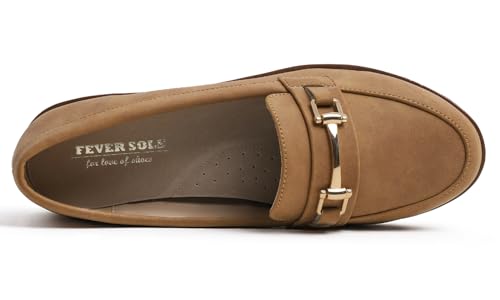 Image of FEVERSOLE Women's Comfort Penny Loafer Geniune Leather Insole Flexible Walking Driving Shoes
