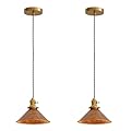 Oyisen Rusted Copper Kitchen Hanging Lights 8.2 Inch Industrial Lampshade Retro Farmhouse Pendant Light for Bedroom Barn and Bar Foyer Lighting Fixtures 2 Pack