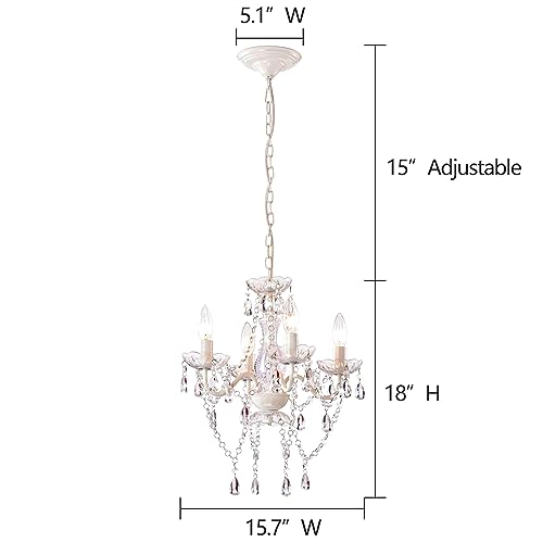 Mini Crystal Chandeliers Acrylic Beige Chandelier Lighting 4 Light Modern Hanging Light Fixtures