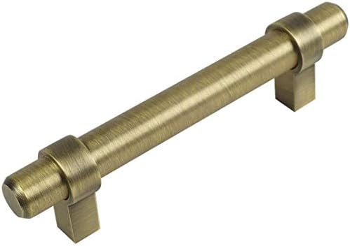 Cosmas 10 Pack 161-3BAB Brushed Antique Brass Euro Style Cabinet Bar Handle Pull - 3" Inch (76mm) Hole Centers