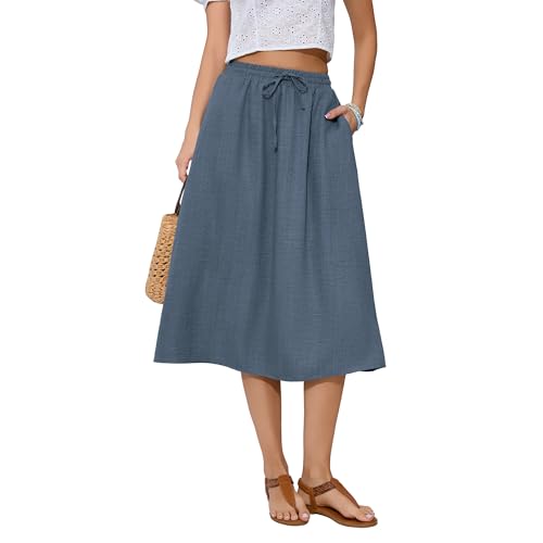 Image of Witsmile Women's Summer Pleated High Waisted Casual Flowy Skirt Pockets