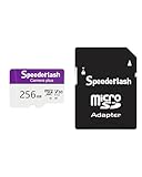 Micro SDXC Memory Card 256GB-Speederlash Camera Plus TF Card with Adapter, Up to 100MB/s Read Speed, 4K UHD&5K Video Support, U1, V30, A1 Rated, Waterproof, for Security Camera, Dashcam