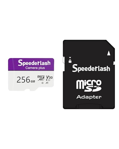 Image of Micro SDXC Memory Card 256GB-Speederlash Camera Plus TF Card with Adapter, Up to 100MB /s Read Speed, 4K UHD&5K Video Support, U1, V30, A1 Rated, Waterproof, for Security Camera, Dashcam