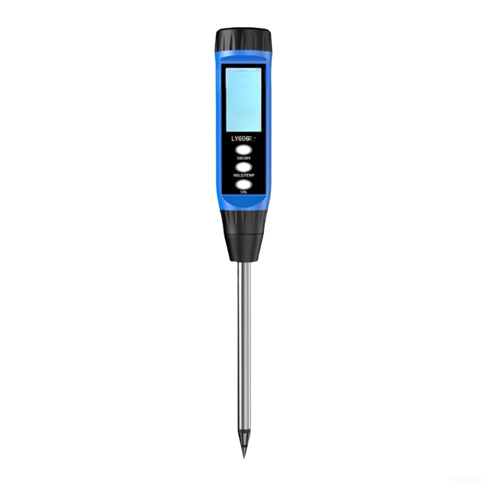 Probador digital de suelo Medidor de pH y humedad con pantalla LCD para análisis rápido de suelo de alta precisión Operación automática del botón de compensación de temperatura (605)