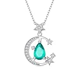 NewL Collar de media luna con texto en inglés 'I Love You to the Moon and Back, Plata esterlina