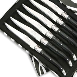 Set of 6 Laguiole steak knives ABS black - Direct from France
