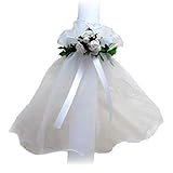 Farbe: weiß Kerzenkleid weiß 3 Rosen Tropfschutz Kerzentuch Kerzenrock Kommunion Taufe