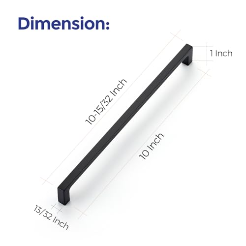 Image of Ravinte Matte Black Kitchen Cabinet Handles 10 Inch Pulls 35 Pack | Solid Zinc Alloy , Smooth Design, Screws Included, Square Pulls for Kitchen Drawers & Cupboards