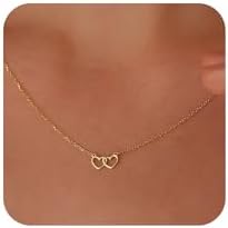 BAYLAY Gold Heart Necklace for Women Girls, 18K Gold/Silver Plated Cute Heart Pendant Charm Necklace Dainty Gold Heart Necklace Gold Jewelry Christmas Gifts for Women Teen