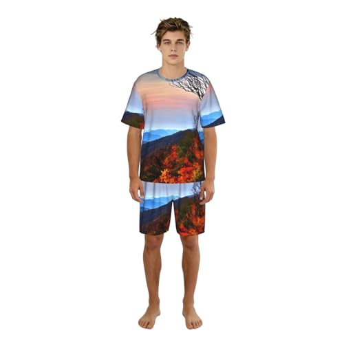 Ensemble pyjama homme manches courtes léger respirant vêtement de nuit