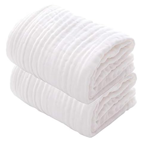 MUKIN Baby Bath Towels, Super Soft Cotton Receiving Blanket for Baby's Delicate Skin,2Pack Swaddle Blanket for Newborns Toddlers Boy Girl,Baby Registry as Shower (White+White) Cover