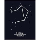 12 Zodiac Signs Wall Art Print, Astrology Decor for Home, Bedroom, Living Room, Office, 11x14 Unframed Poster Print, Libra Horoscope Constellation Design, Celestial and Mystic Aesthetic Gift