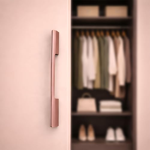 Image of VOLO Wardrobe and Cabinet Pull Handle - Versatile Handles for Wardrobes, Drawers, Sliding Closets, and Doors in Kitchens, Offices, and Bedrooms (SAC-35) (Rose Gold, 288MM (12 Inch)) Pack of 1 Piece