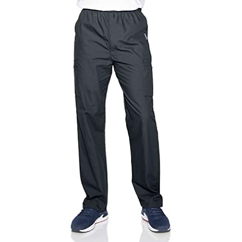 Landau Essentials Relaxed Fit 7-Pocket Elastic Cargo Scrub Pants for Men 8555 Graphite Cover