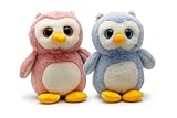 Design mignon de chouette : le hibou en peluche de 30 cm de large en bleu doux avec de grands yeux et des détails jaunes est sympathique et adapté aux enfants, idéal pour se blottir et jouer.