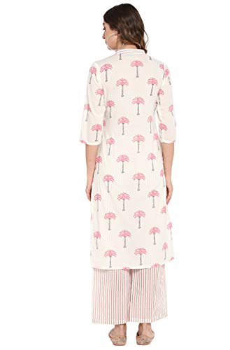 Image of Janasya Women's Cotton Floral Regular Kurta Set