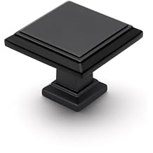 Ravinte 25 Pack 1-3/16 Inch Matte Black Kitchen Square Cabinet Knobs Solid Drawer Pulls Black Single Hole Kitchen Cabinet Hardware Knobs for Cabinets and Drawers